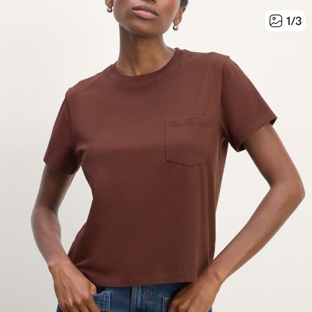 Everlane brown tee boxy pocket t shirt